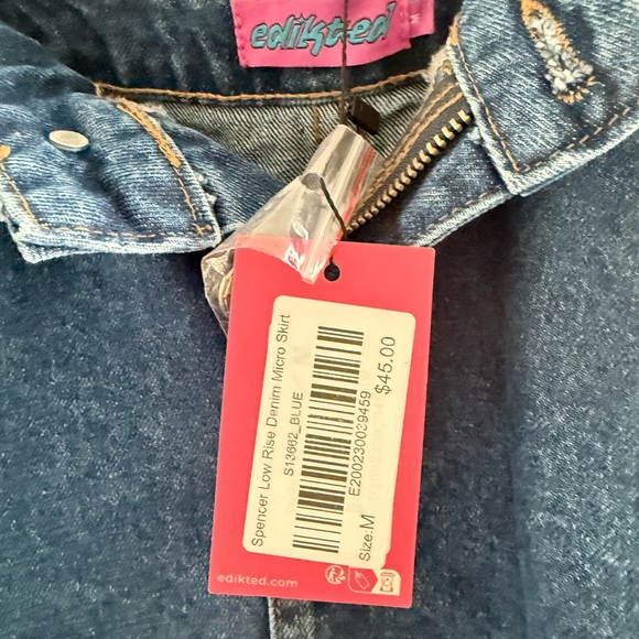 NWTS Edikted Spencer Low Rise Denim Micro Skirt Medium - Picture 5 of 6